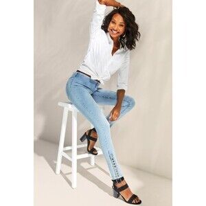 Soft Surroundings Ultimate Soft Snap Up Legging Jeans Jeggings Light Wash Blue M